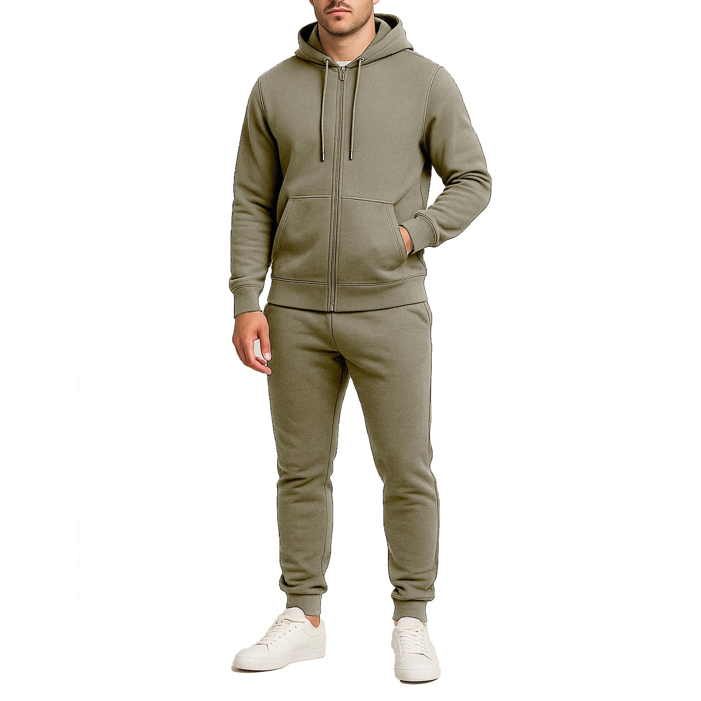 Men's Fleece-Lined Full-Zip Hoodie & Jogger 2-Piece Set