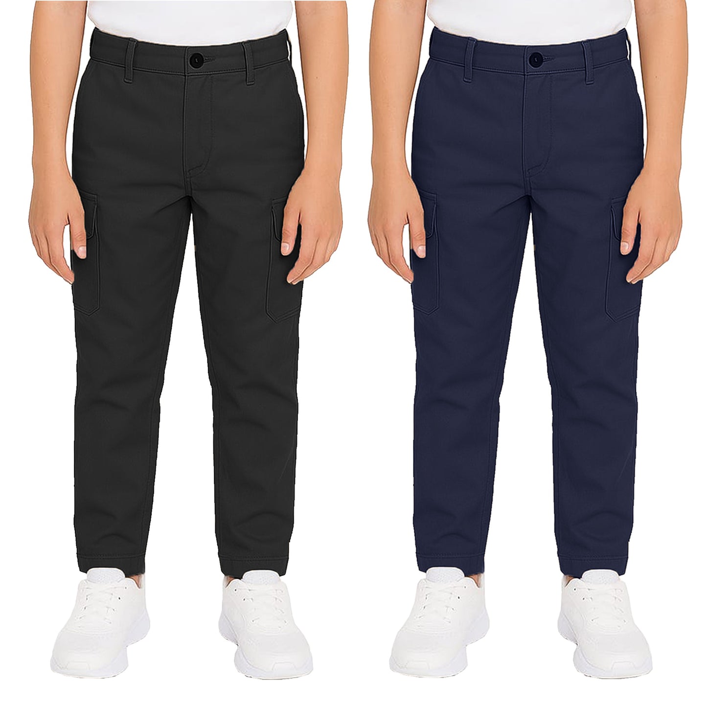 2-Pack Boy’s Super Stretch Cotton Cargo Pants – Durable, Comfy & Functional Everyday Wear
