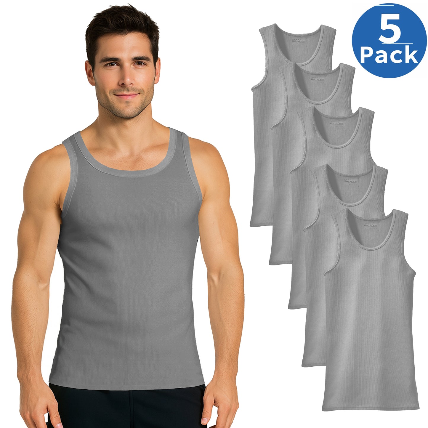 Men’s Ribbed Classic Tank Tops – Soft Cotton Blend (Multipacks)
