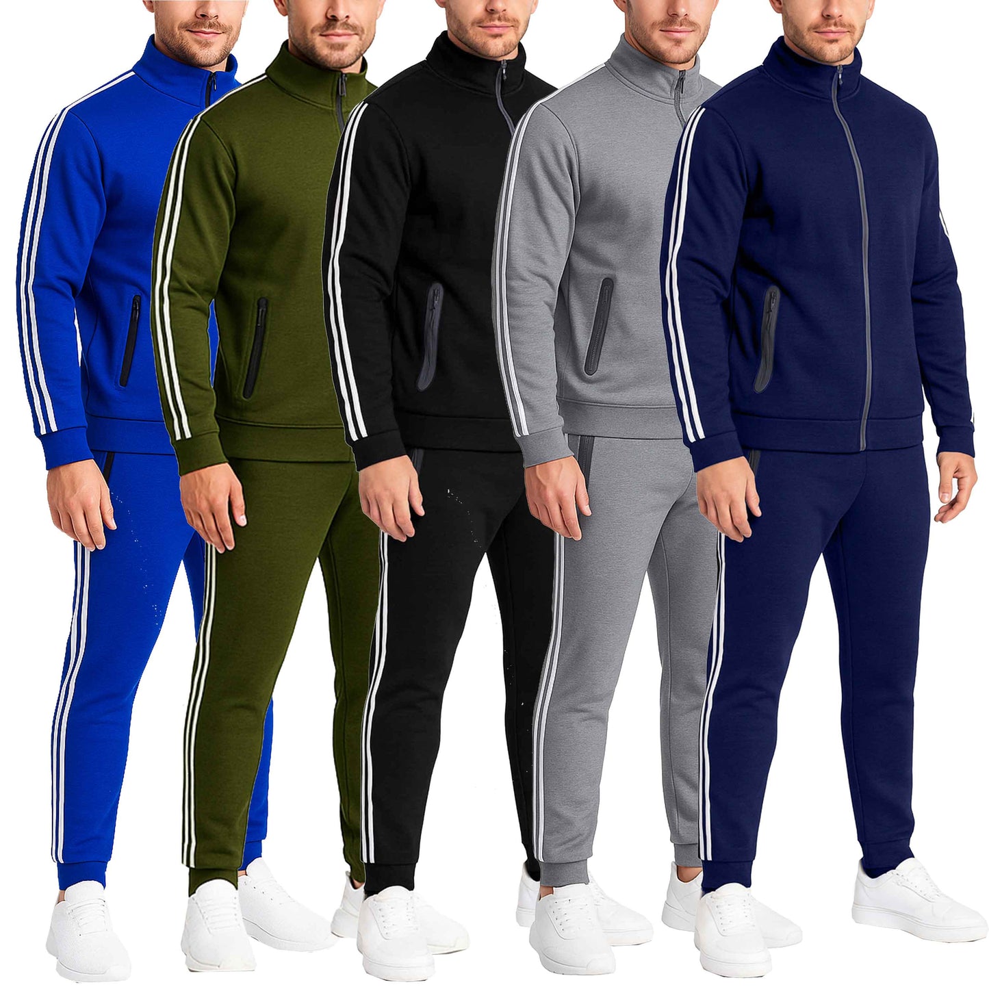 Men’s Tech Fleece Tracksuit Set Full Zip Hoodie and Jogger Pants 2 Piece Outfit (S-3XL)