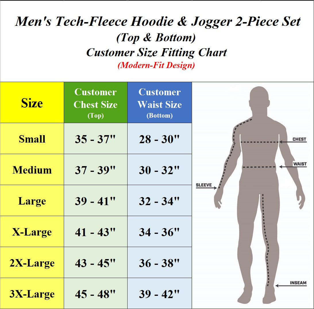 Men's Tech Fleece Full Zip Tracksuits 2 Piece Sets Athletic Jogging Outfit (S-3XL)