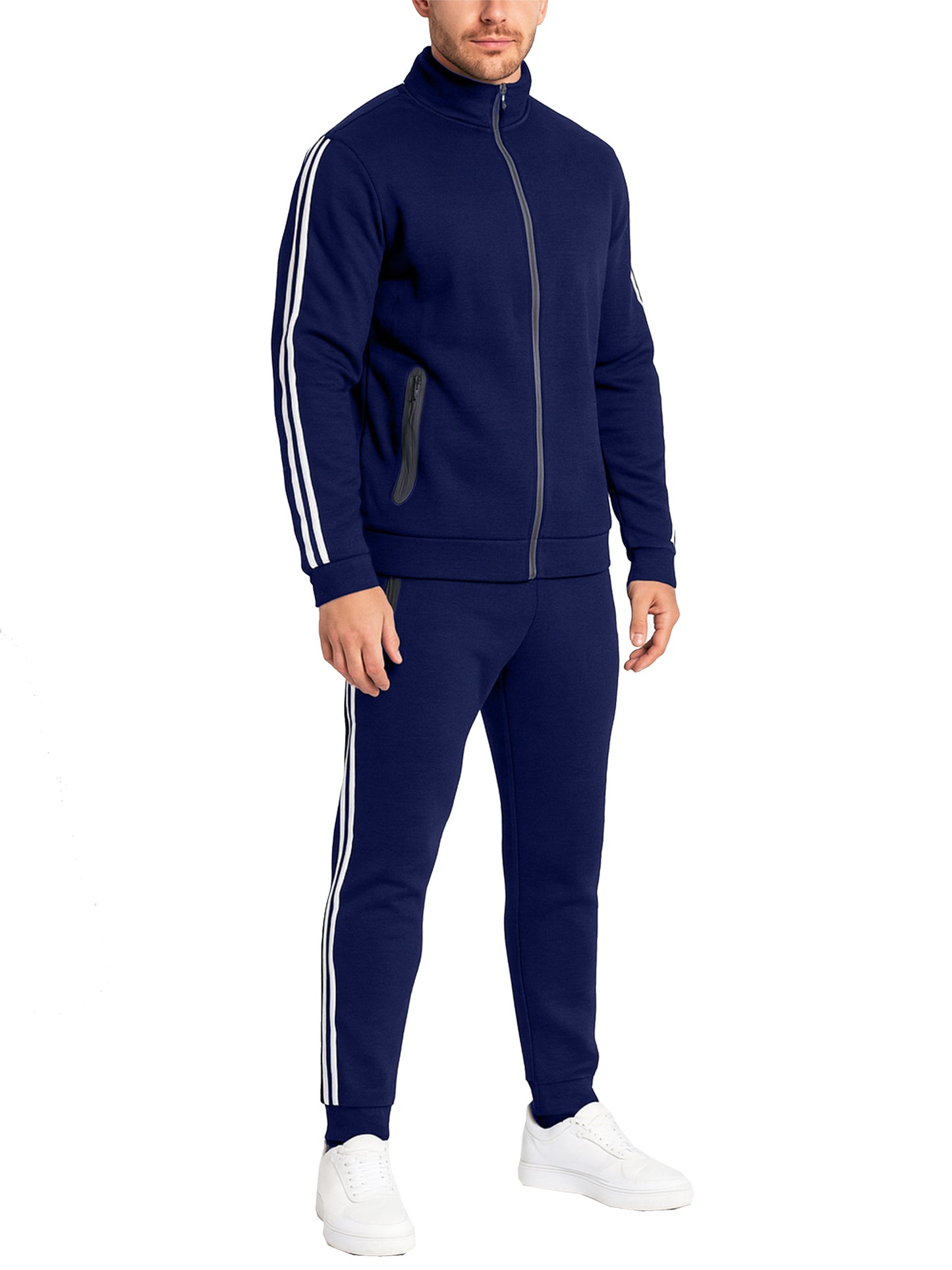 Men’s Tech Fleece Tracksuit Set Full Zip Hoodie and Jogger Pants 2 Piece Outfit (S-3XL)