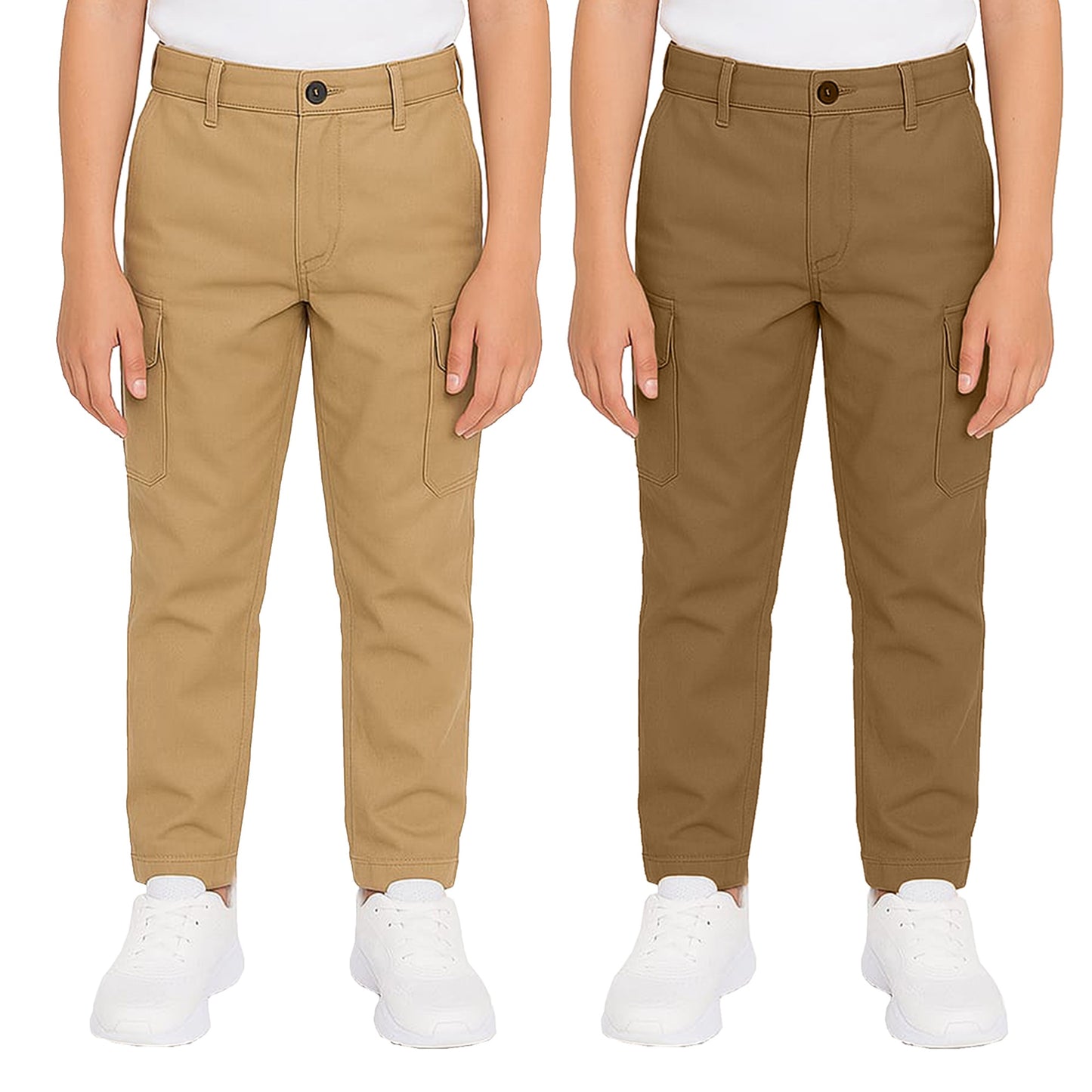 2-Pack Boy’s Super Stretch Cotton Cargo Pants – Durable, Comfy & Functional Everyday Wear