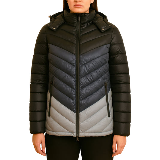 Womens Heavyweight Quilted Hooded Puffer Bubble Jacket (Sizes, S to 2XL)