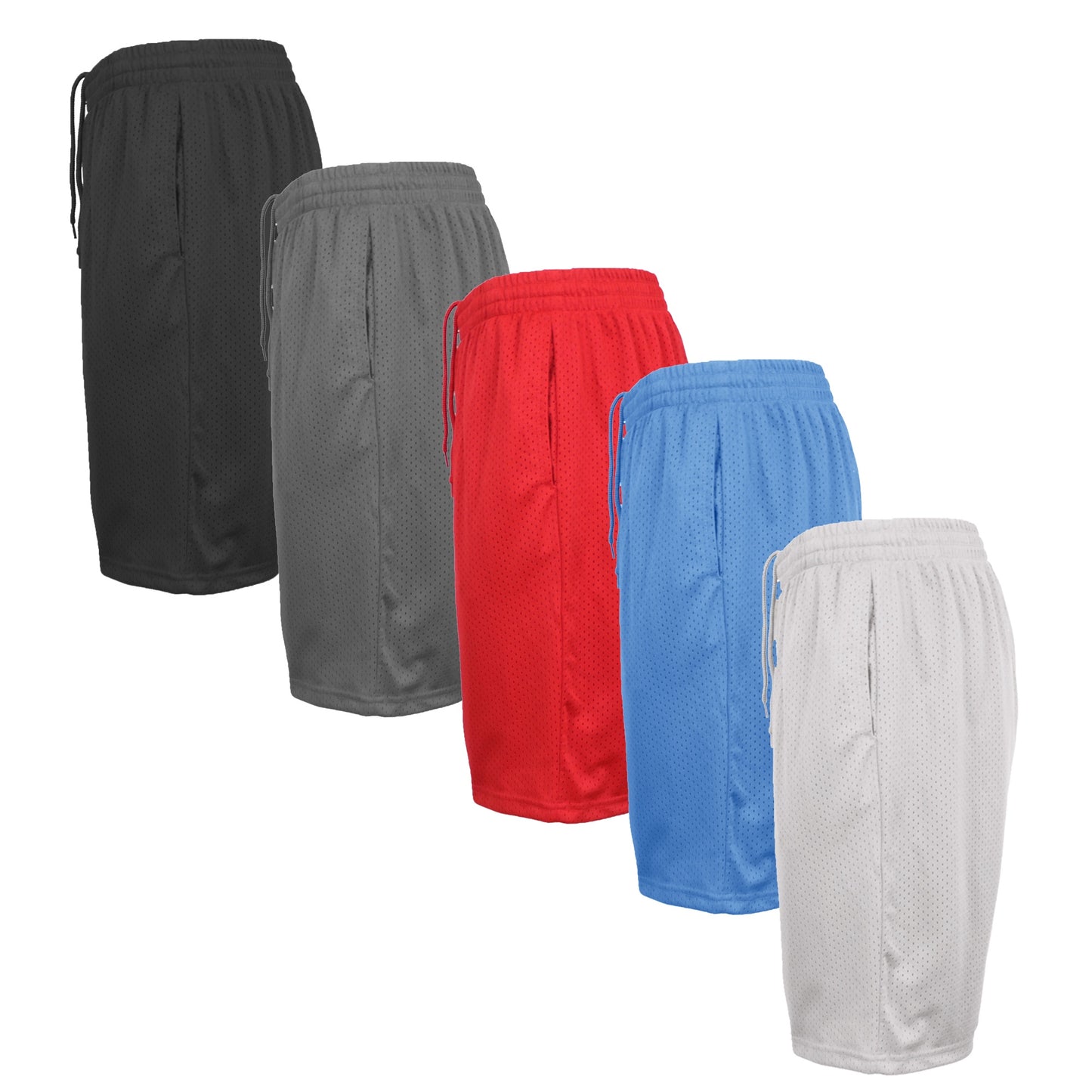 5-Pack Men's Open Mesh Shorts – Moisture-Wicking Athletic Shorts for Workout, Gym & Casual Wear