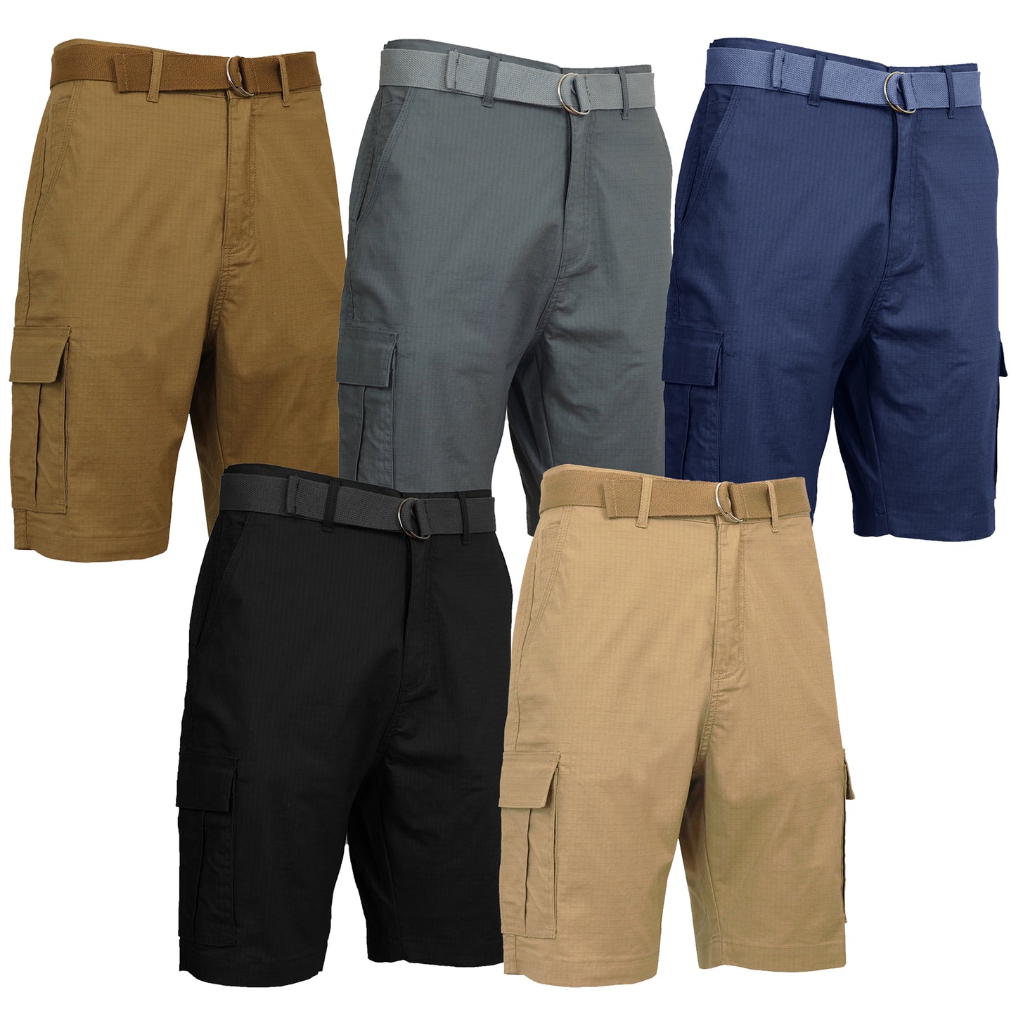 3-Pack Men's Premium Stretch Cargo Shorts with Belt – Comfortable, Durable & Tailored Fit