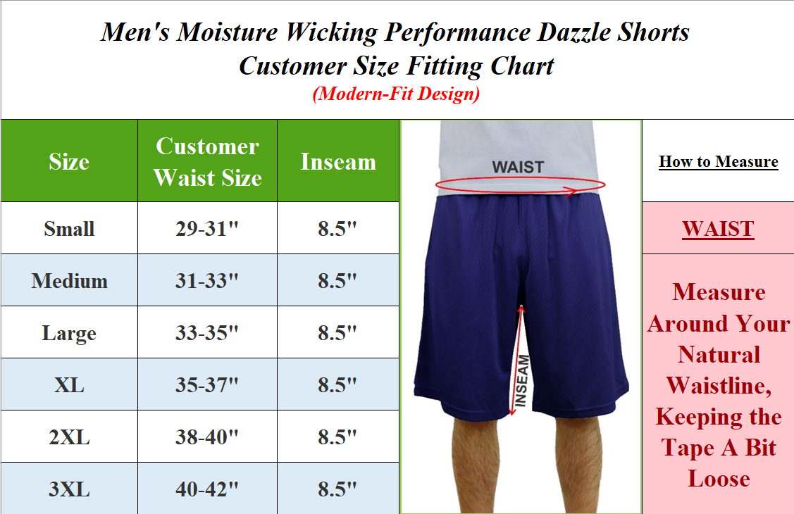 Men's Moisture Wicking Dazzle Athletic Shorts with Pockets – Lightweight Sports & Lounge Shorts
