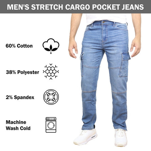 3-Pack Men's Modern Fit Stretch Cargo Pocket Flex Jeans
