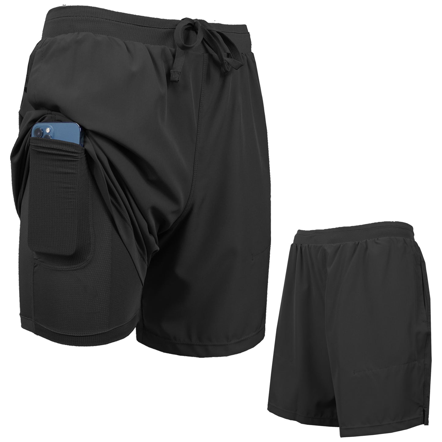3-Pack Men's 2 in 1 Stretch Active Quick Dry Gym Running Shorts With Liner