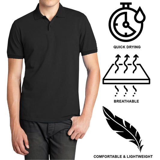 3-Pack Men’s Short Sleeve Pique Polo Shirt with Ribbed Collar and Breathable Cotton-Blend Fabric (S-3XL)