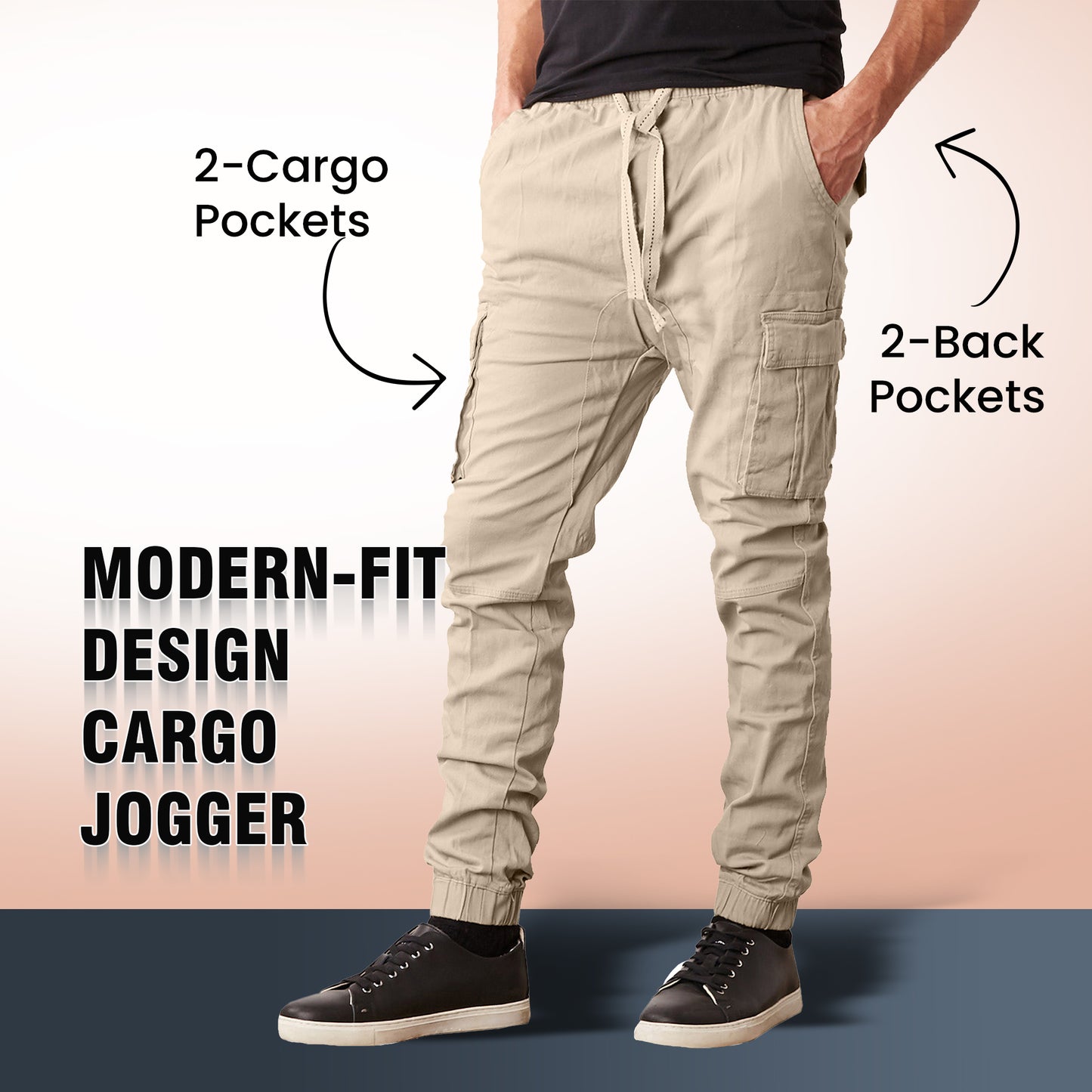 Men's Super Flex Stretch Cargo Jogger Pants (Sizes S-2XL)
