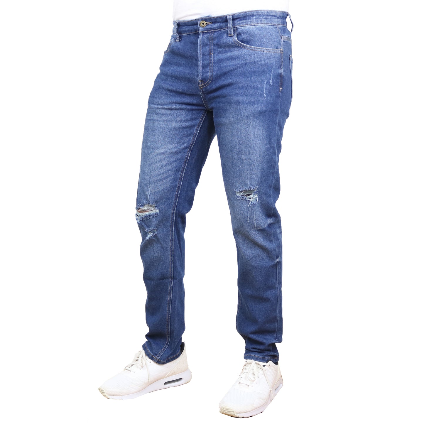 Men's Stretch Ripped Jeans - Authentic Denim Look with Flexibility & Comfort (Sizes: 30-42)