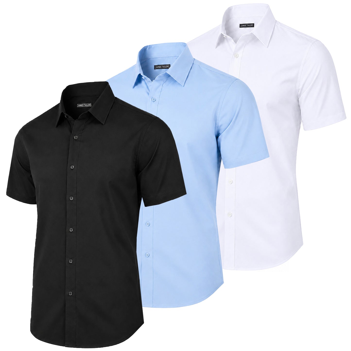 3-Pack Mens Short Sleeve Slim-Fit Design Dress Shirts (S-3XL)