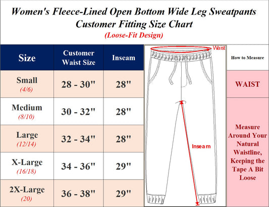 Women's Heavyweight Wide Leg Loose-Fit Fleece-Lined Sweatpants