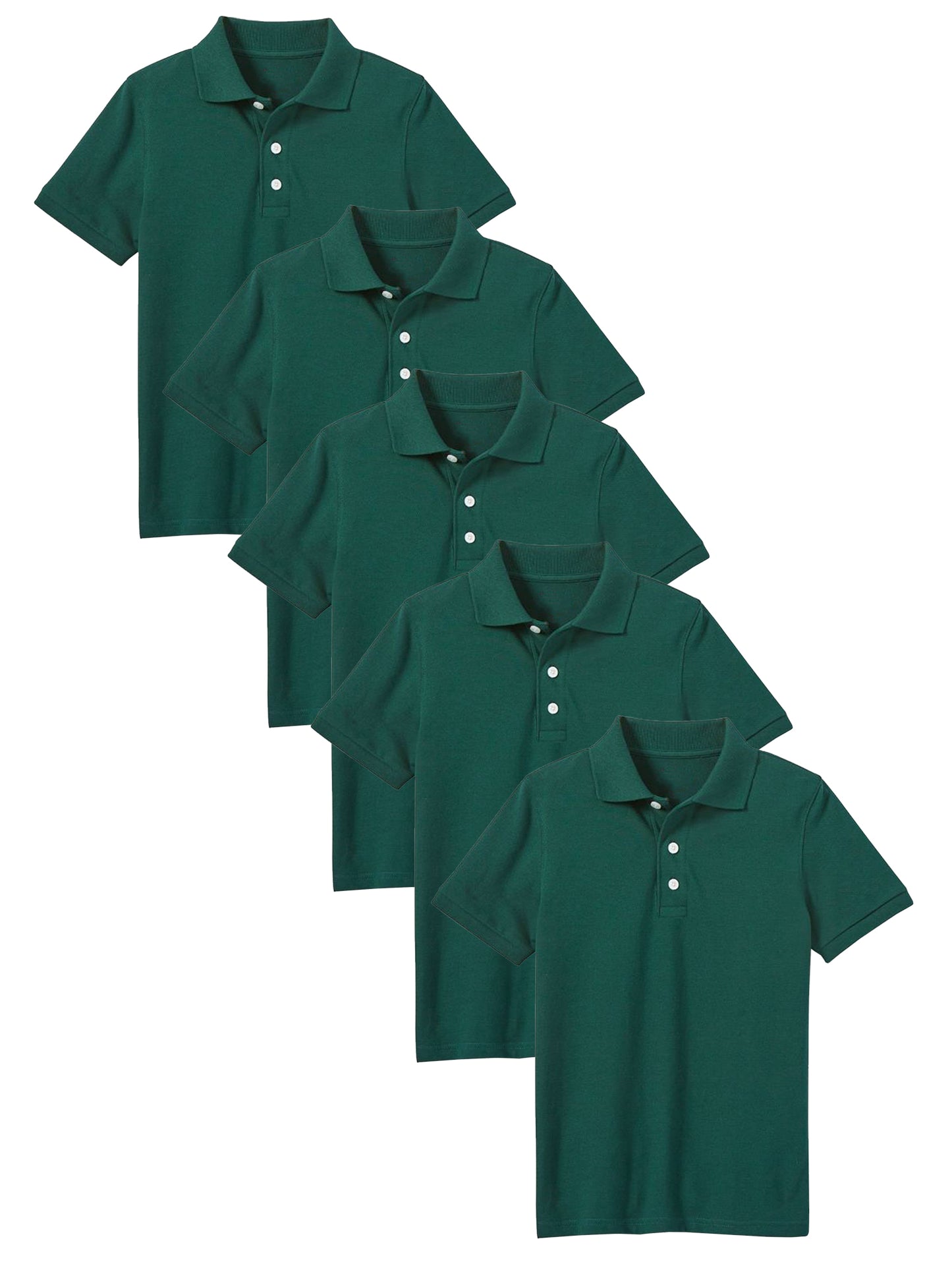 5-Pack Boys' Classic School Uniform Polo Shirt – Breathable, Soft Cotton Blend, Tagless & Fade-Resistant (4-20)