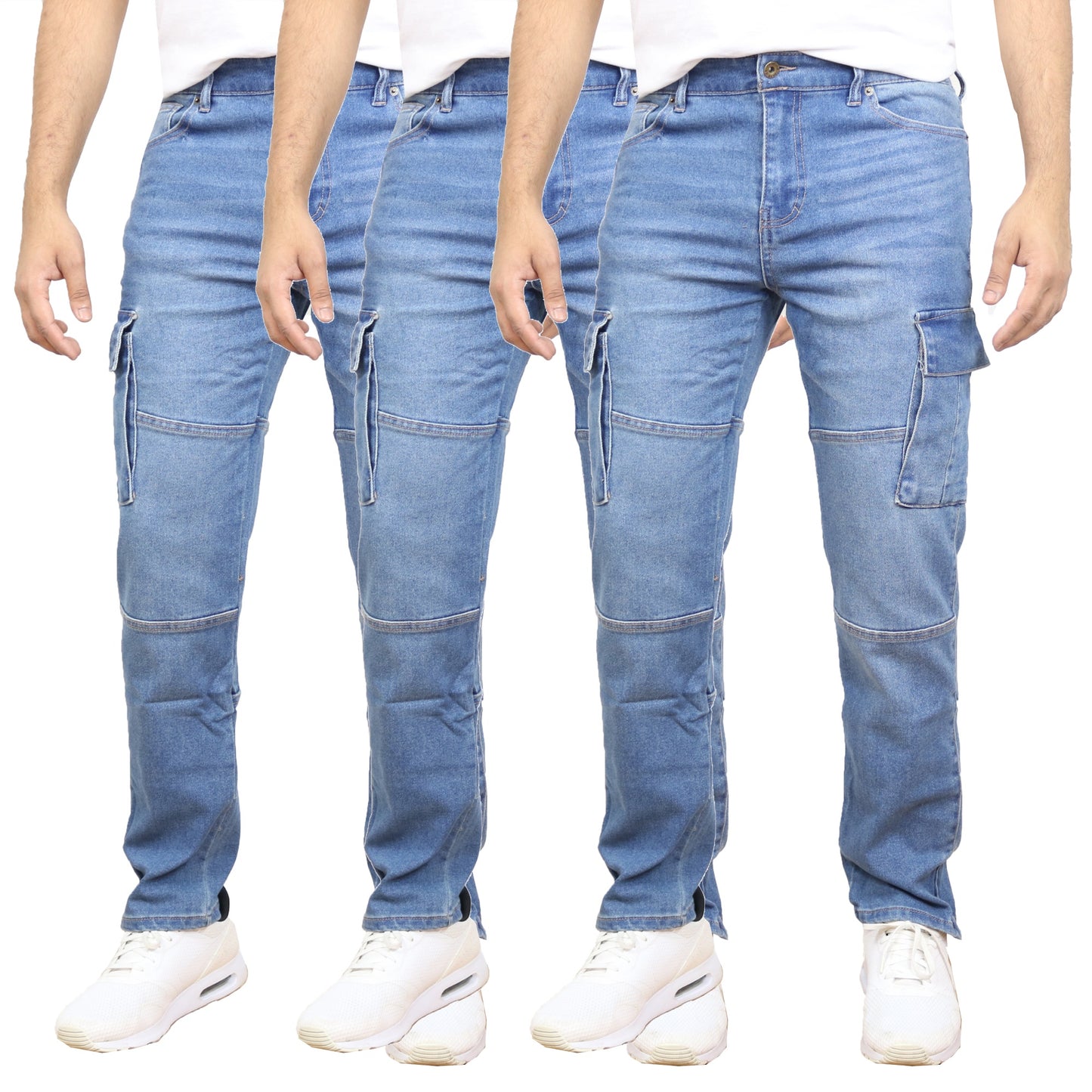 3-Pack Men's Modern Fit Stretch Cargo Pocket Flex Jeans