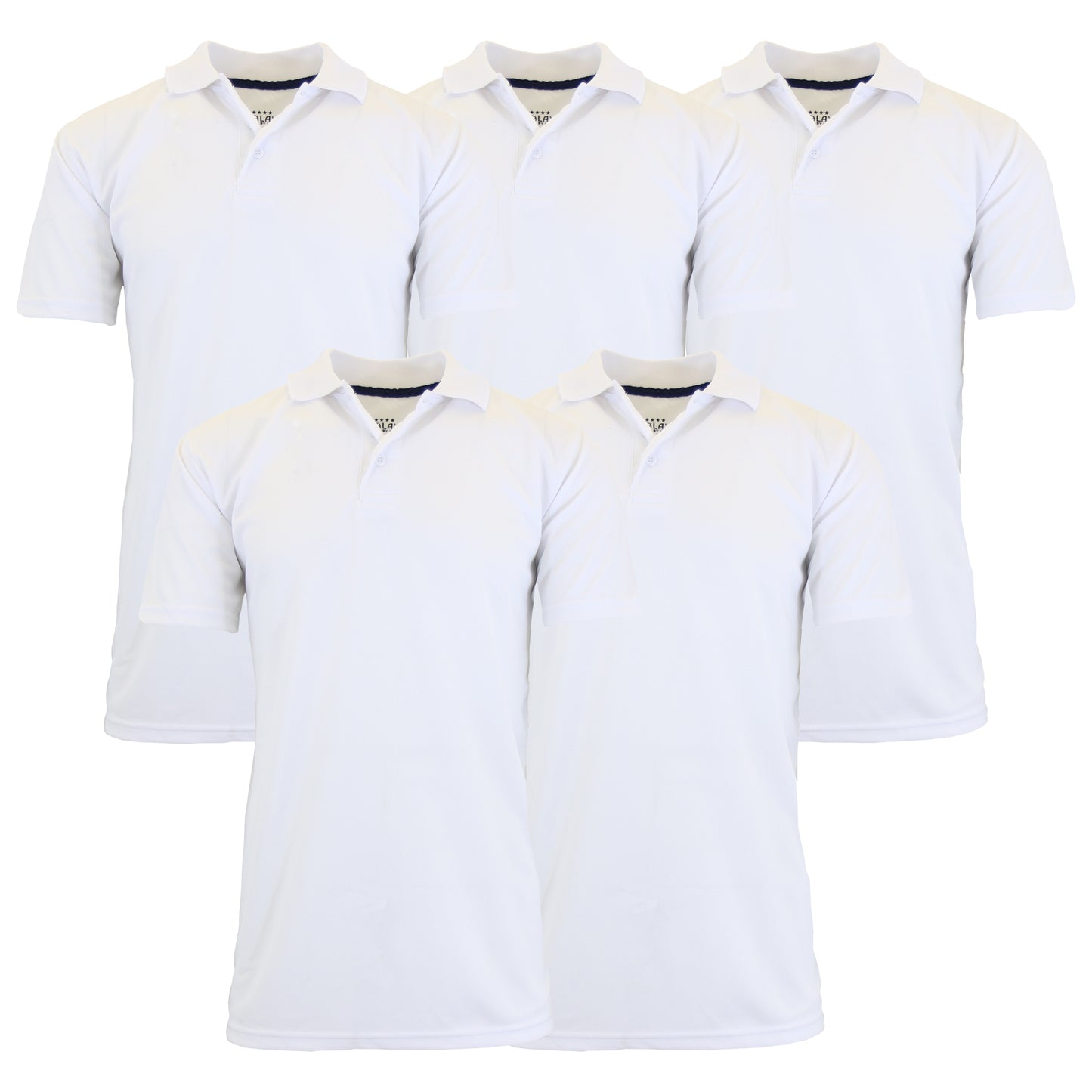 5-Pack Men's Short Sleeve Polo Shirts – Moisture-Wicking, Stretch Knit, Tagless, Regular Fit for All-Day Comfort