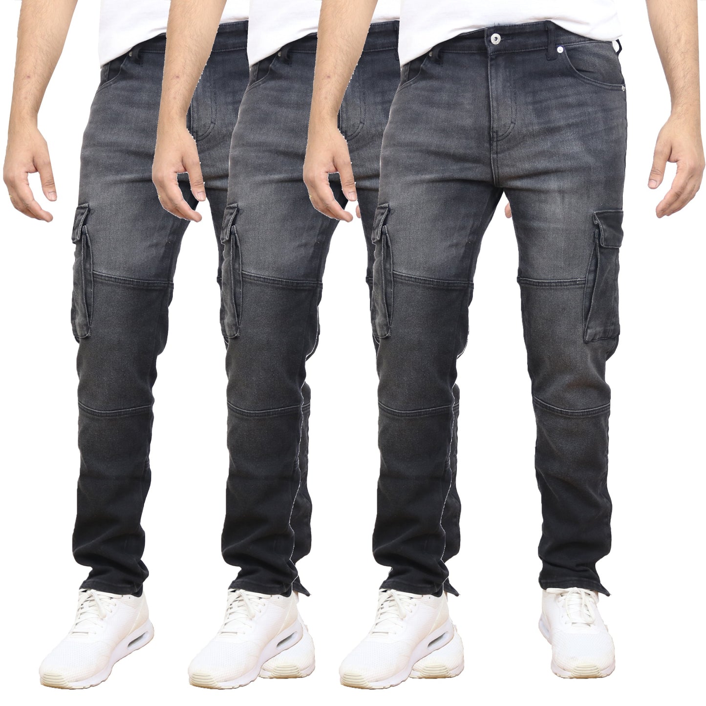 3-Pack Men's Modern Fit Stretch Cargo Pocket Flex Jeans