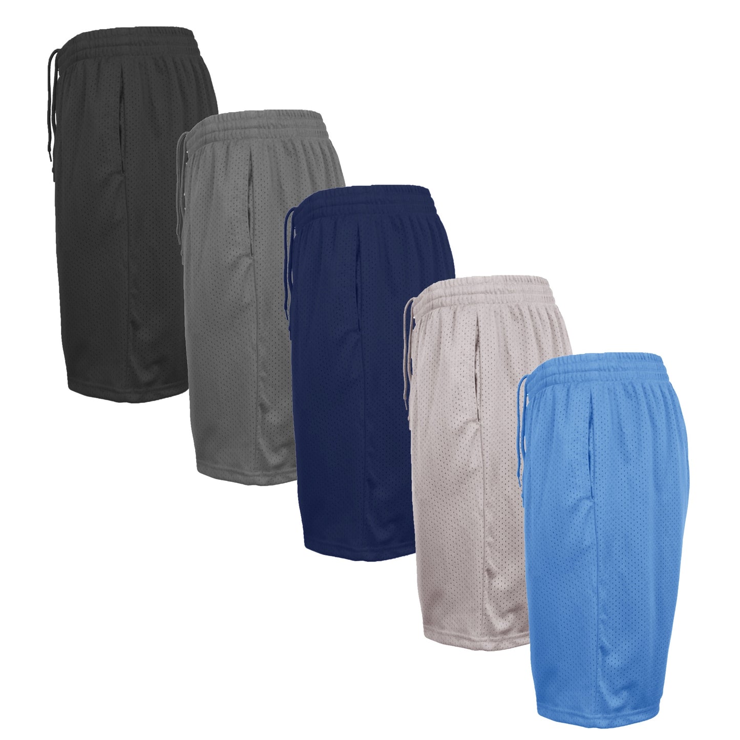 5-Pack Men's Open Mesh Shorts – Moisture-Wicking Athletic Shorts for Workout, Gym & Casual Wear