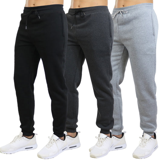 3-Pack Mens Slim Fit Fleece Jogger Sweatpants (S-2XL)