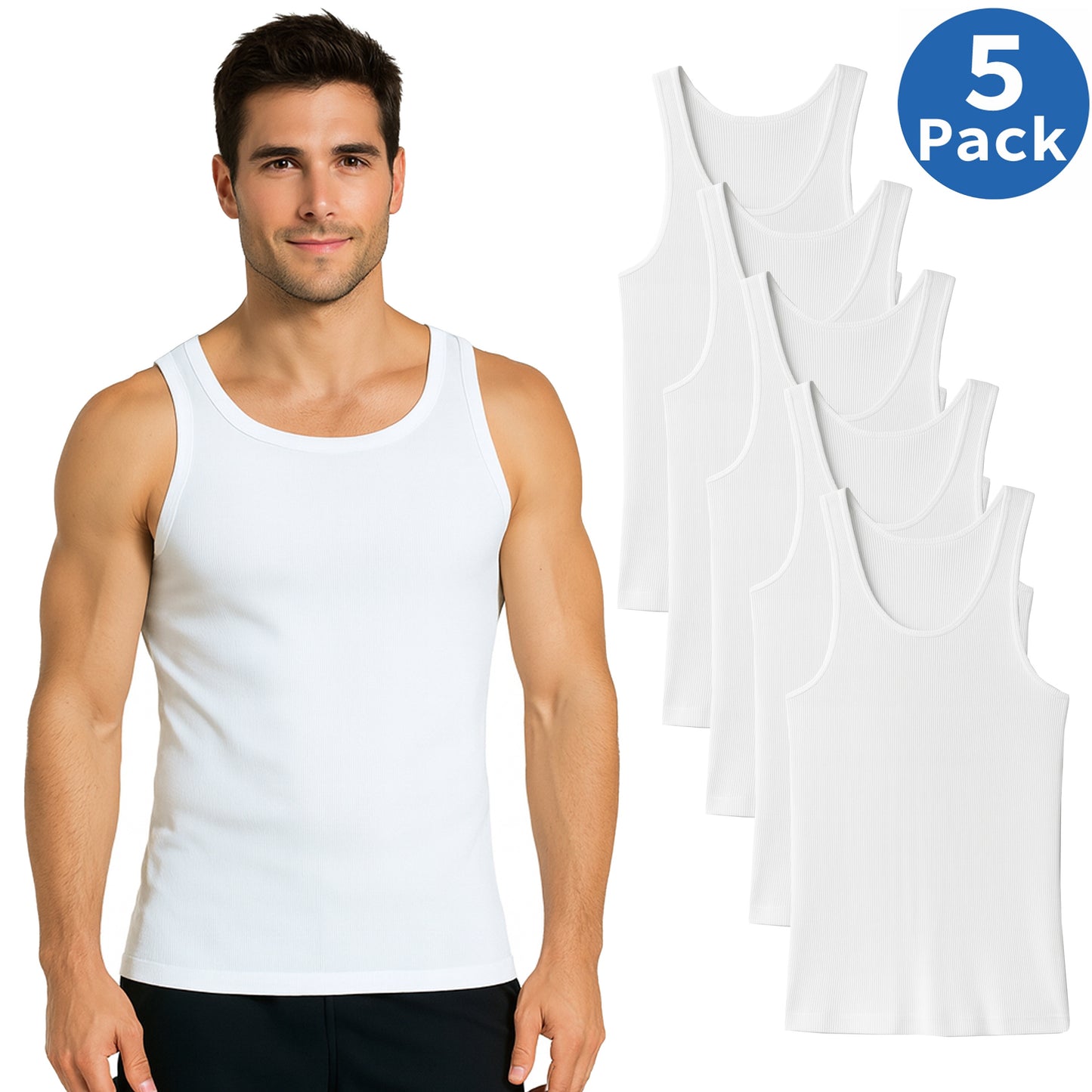Men’s Ribbed Classic Tank Tops – Soft Cotton Blend (Multipacks)