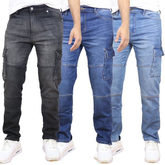 2-Pack Men's Modern Fit Stretch Cargo Pocket Flex Jeans