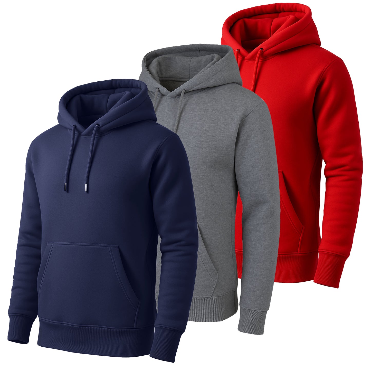 3-Pack Men's Fleece-Lined Pullover Hoodie (Sizes, S-5XL)