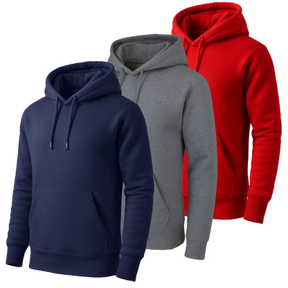 3-Pack Men's Fleece-Lined Pullover Hoodie (Sizes, S-5XL)