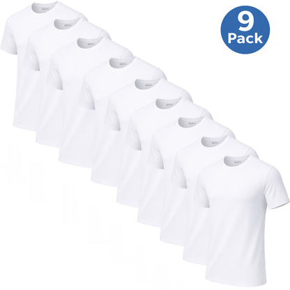Men's Multi-Pack Classic Short Sleeve Crew Neck 100% Cotton Undershirts (Sizes, S to 3XL)