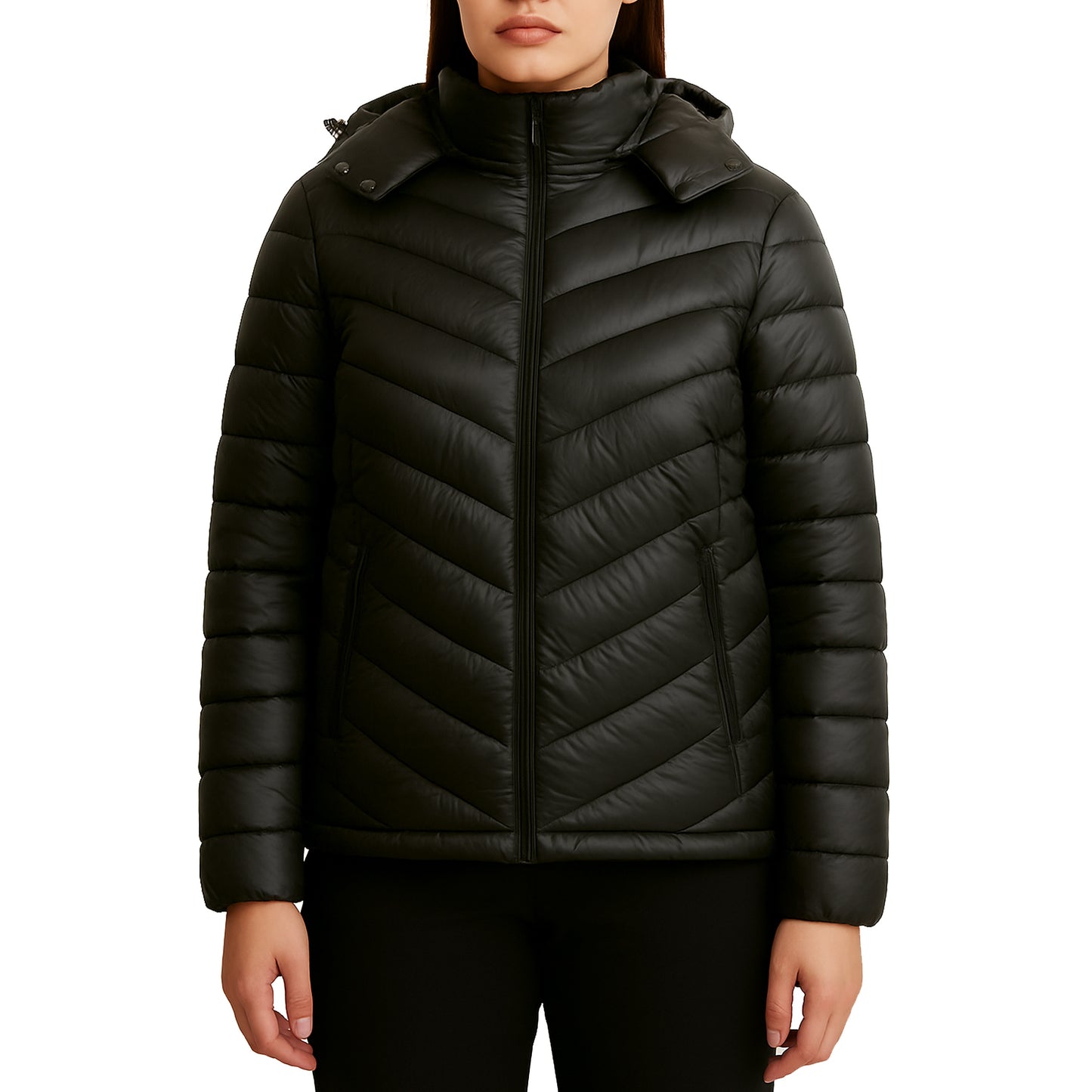 Womens Heavyweight Quilted Hooded Puffer Bubble Jacket (Sizes, S to 2XL)