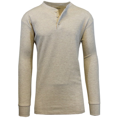 Mens Long Sleeve Henley Thermal Tee (S-3XL)