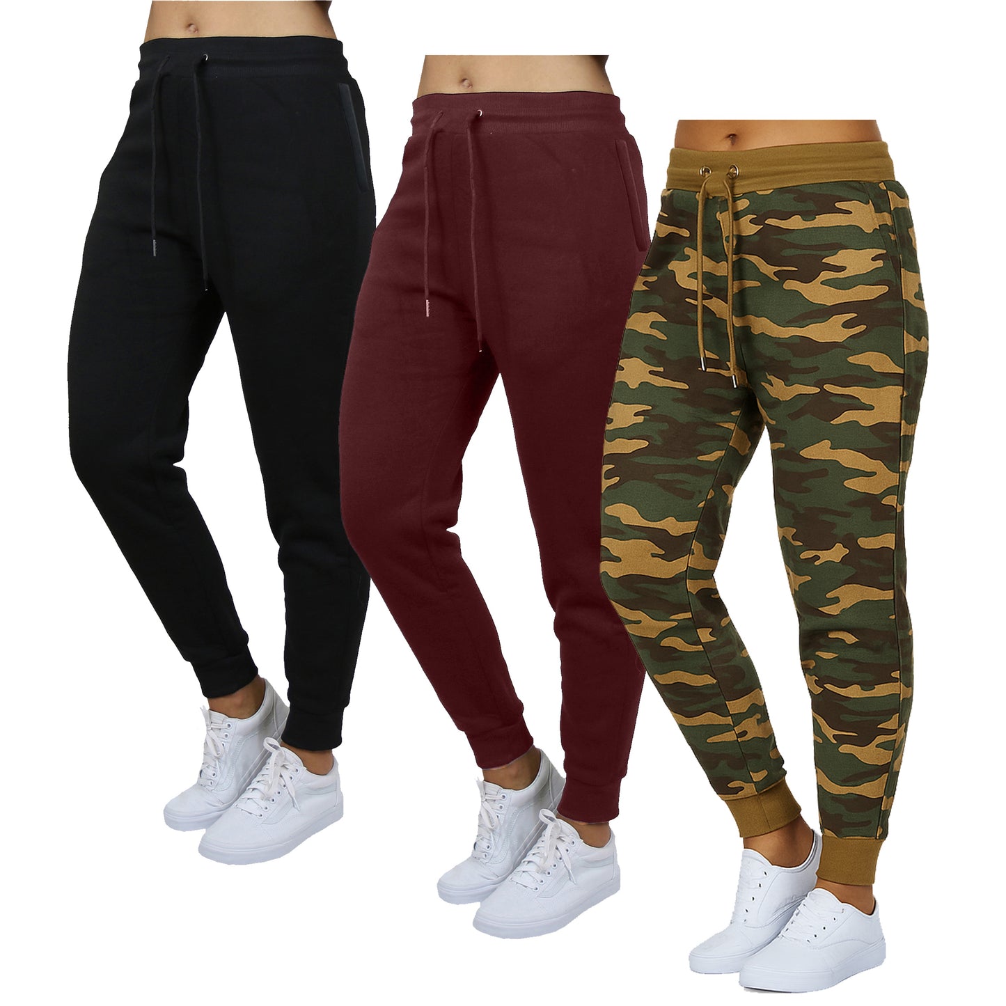 3-Pack Women's Loose Fit Fleece Jogger Sweatpants (S-3XL)
