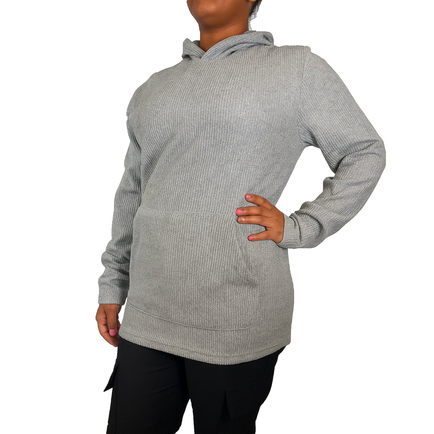 Womens Waffle Knit Thermal Pullover Hoodie (S-3XL)