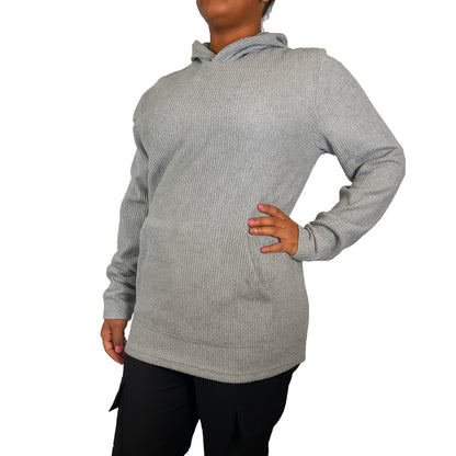 Womens Waffle Knit Thermal Pullover Hoodie (S-3XL)