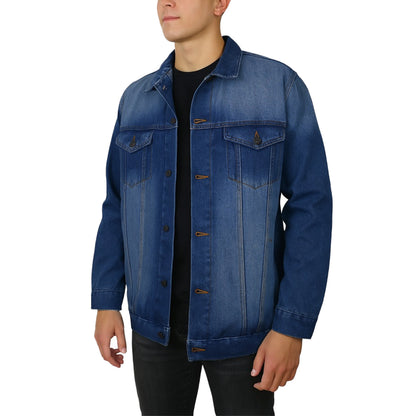 Men’s Regular Fit Denim Jacket with Pockets & Adjustable Hem (S-2XL)