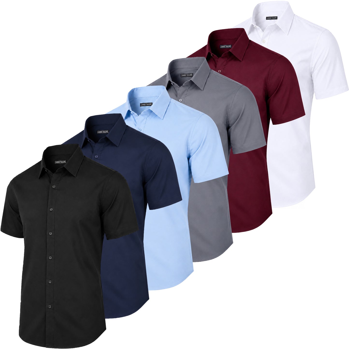 3-Pack Mens Short Sleeve Slim-Fit Design Dress Shirts (S-3XL)