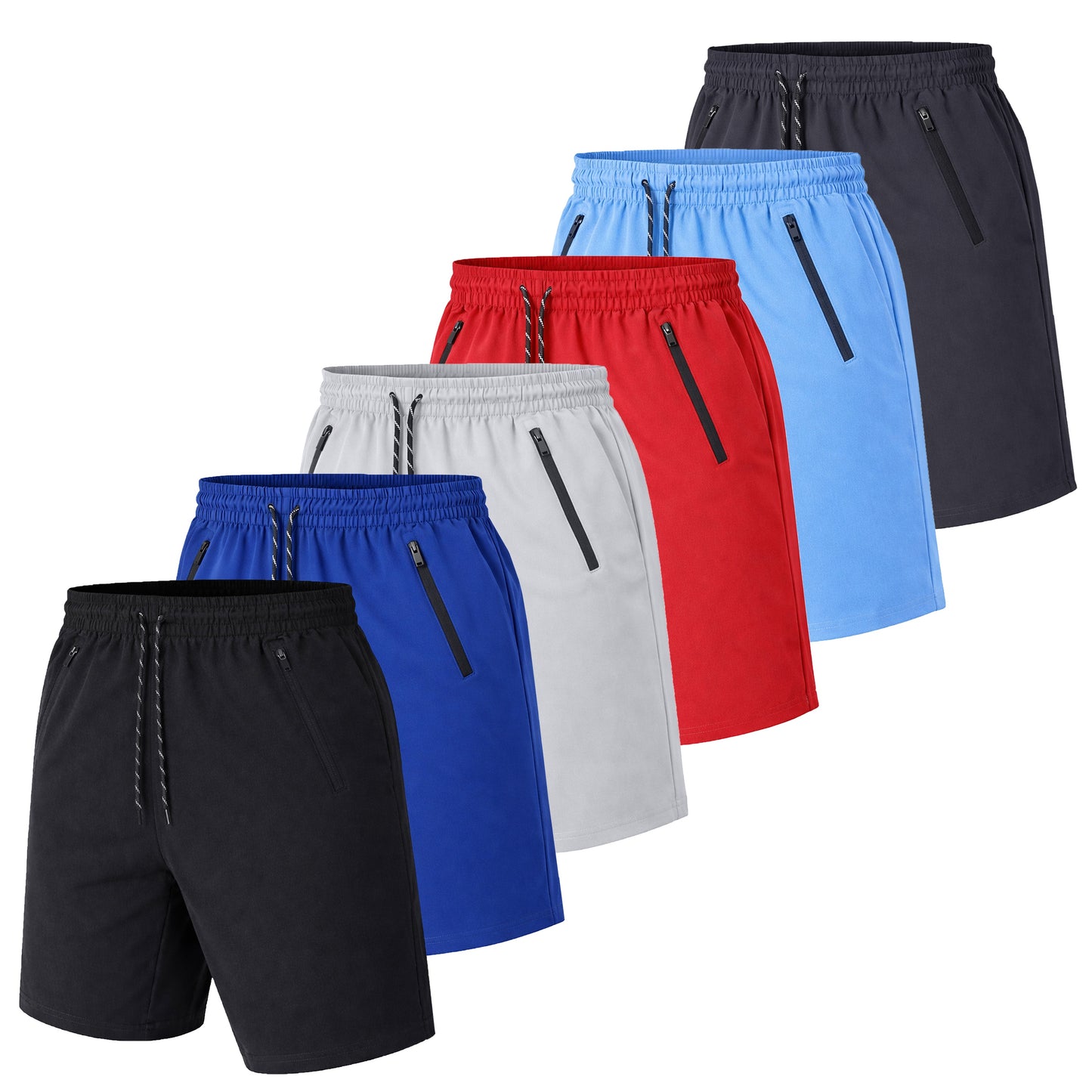 Men's 3-Pack Performance Training Shorts With Zipper Pockets (Sizes, S to 2XL)