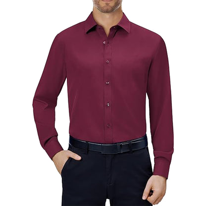 Mens Long Sleeve Slim-Fit Design Dress Shirts