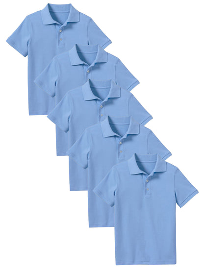 5-Pack Boys' Classic School Uniform Polo Shirt – Breathable, Soft Cotton Blend, Tagless & Fade-Resistant (4-20)