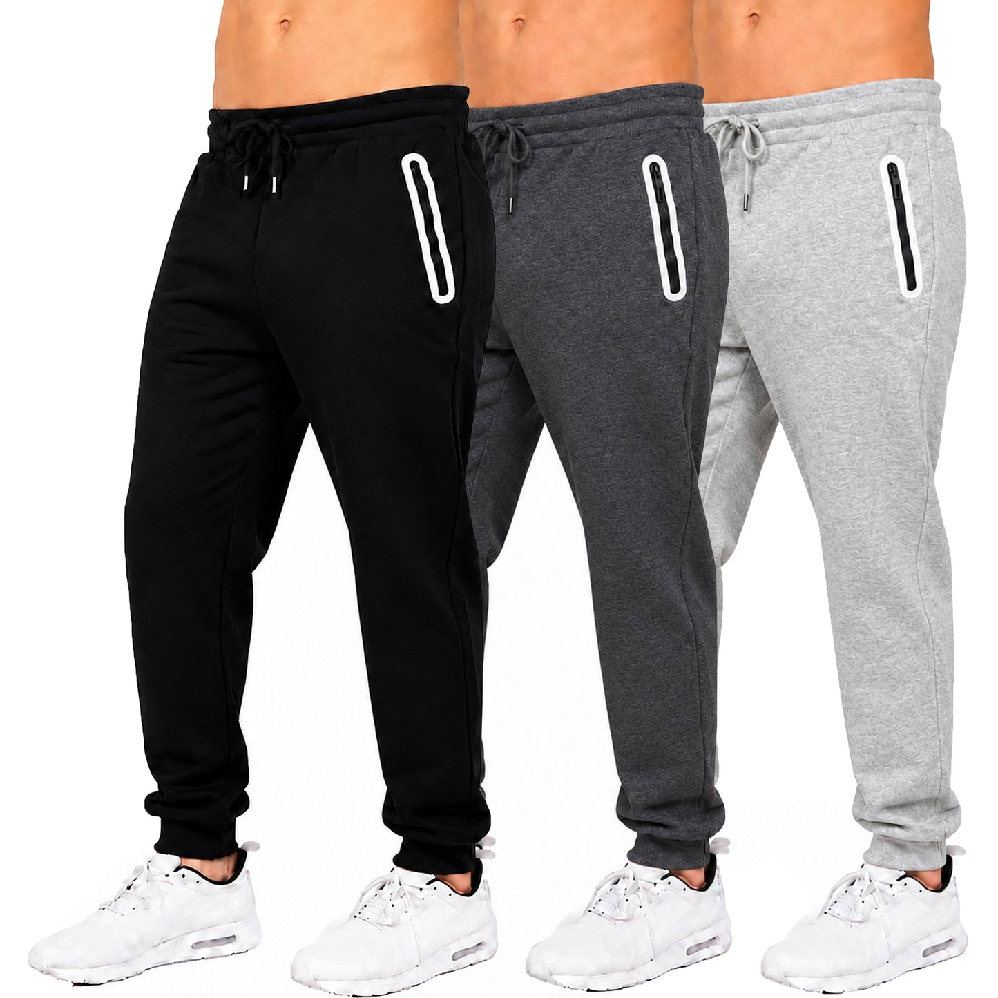 3-Pack Men's Fleece-Lined Jogger With Heat Seal Zipper Side Pockets