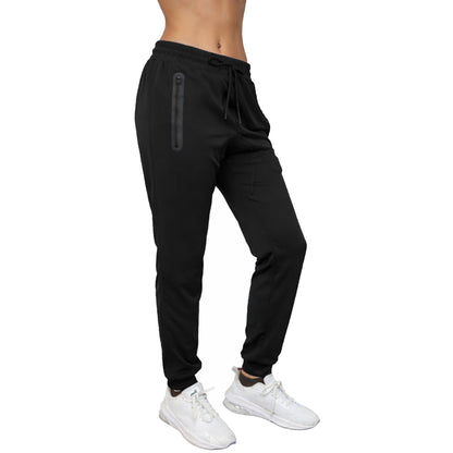 Women's Loose Fit Performance Tech Joggers Sweatpants With Heat Seal Zipper Side Pockets (Sizes: S-2XL)
