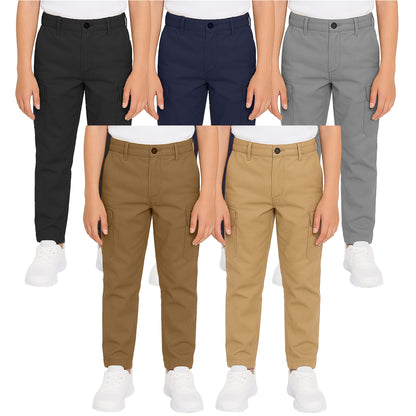 Boy’s Super Stretch Cotton Cargo Pants – Durable, Comfy & Functional Everyday Wear