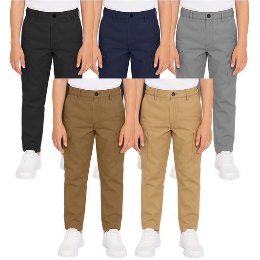 Boy’s Super Stretch Cotton Cargo Pants – Durable, Comfy & Functional Everyday Wear