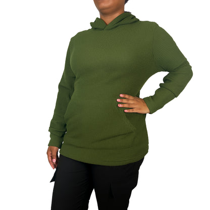Womens Waffle Knit Thermal Pullover Hoodie (S-3XL)