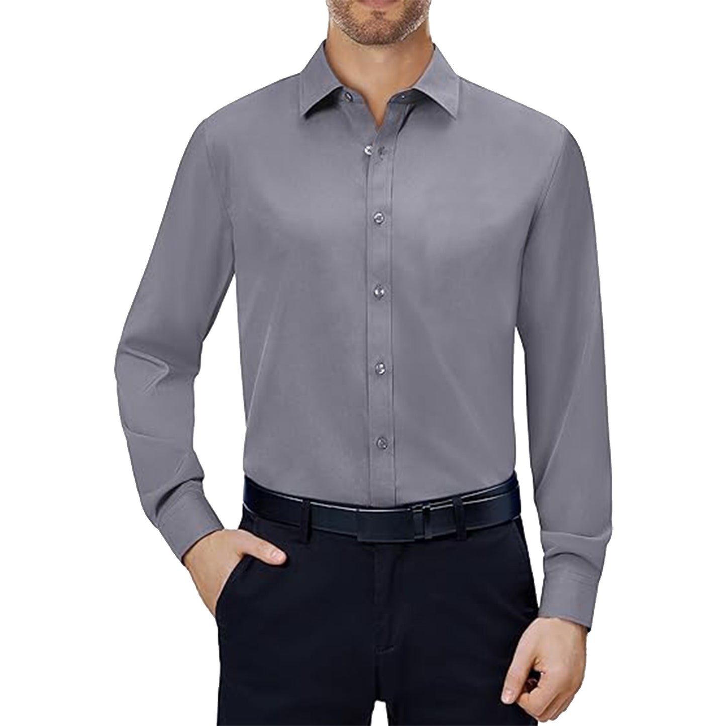 Mens Long Sleeve Slim-Fit Design Dress Shirts