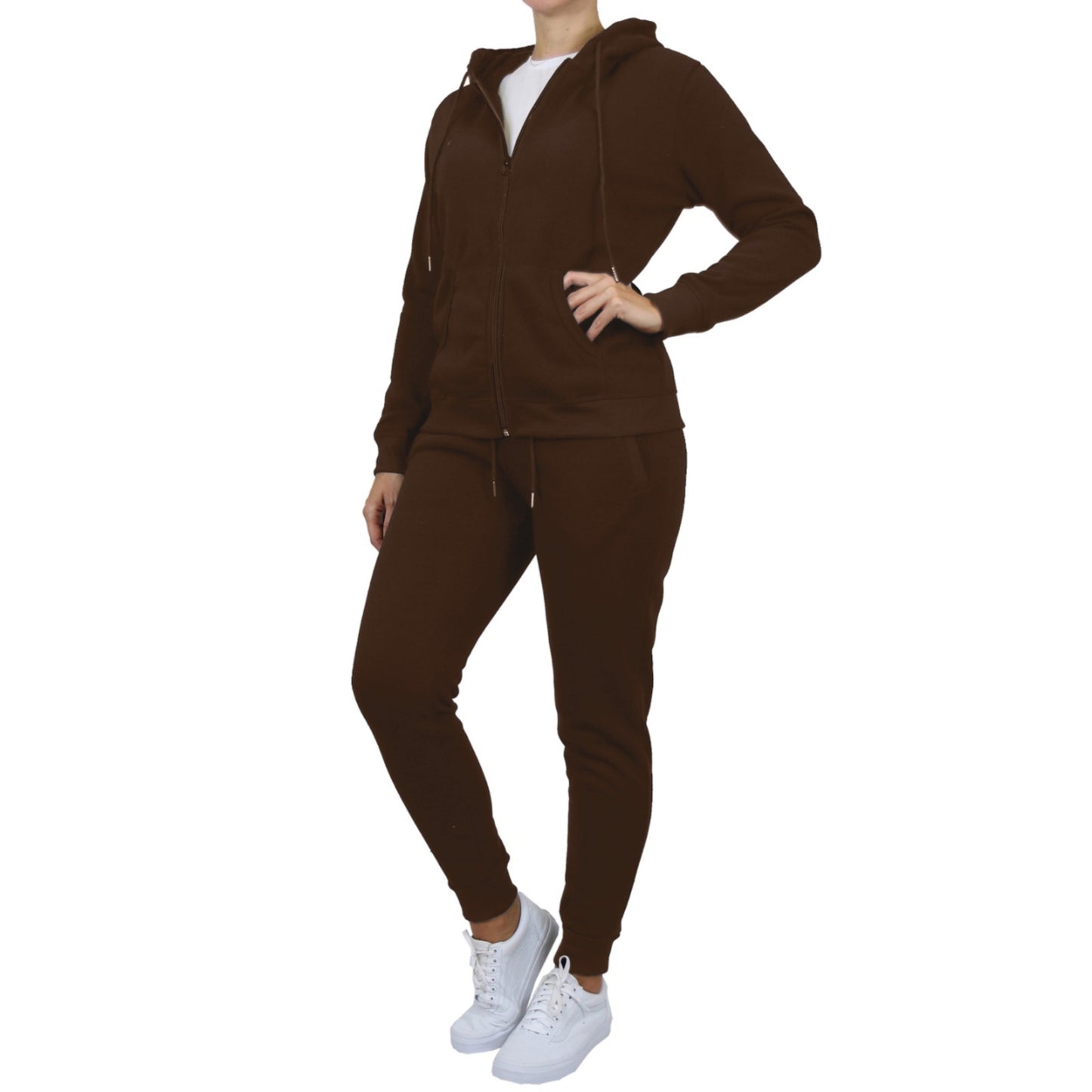 Women's Fleece-Lined Full-Zip Hoodie & Jogger 2-Piece Set