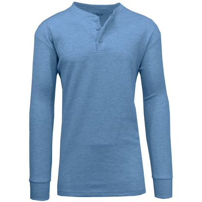 Mens Long Sleeve Henley Thermal Tee (S-3XL)