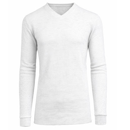 Men’s Long Sleeve Waffle Knit Thermal Shirt – V-Neck, Modern Fit, Warm Layering Top