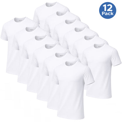 Men's Multi-Pack Classic Short Sleeve Crew Neck 100% Cotton Undershirts (Sizes, S to 3XL)
