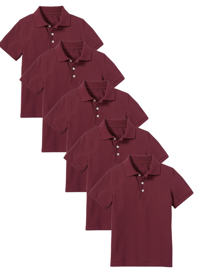 5-Pack Boys' Classic School Uniform Polo Shirt – Breathable, Soft Cotton Blend, Tagless & Fade-Resistant (4-20)